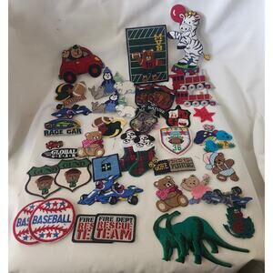 42 Applique Patches Children Sports Bears Race Car Gund Baseball Zebra B10d
